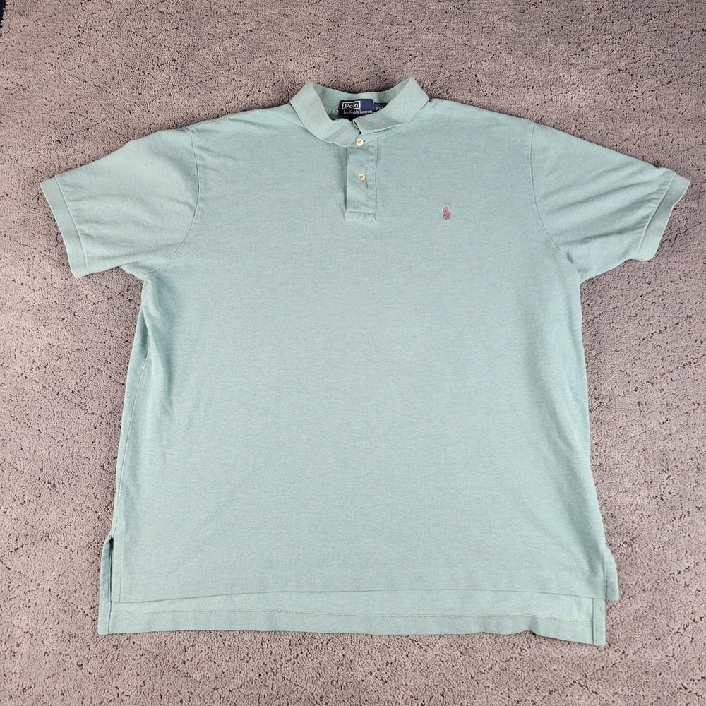 Polo Ralph Lauren Shirt Mens 2XL Green Short Sleeve Knit Polo Collared Preppy